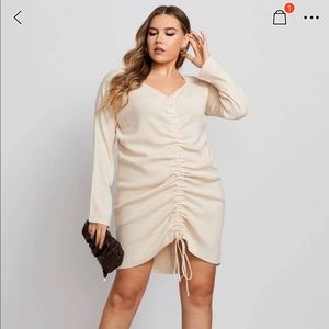Cream Ruched Sweater Dress (SHEIN)